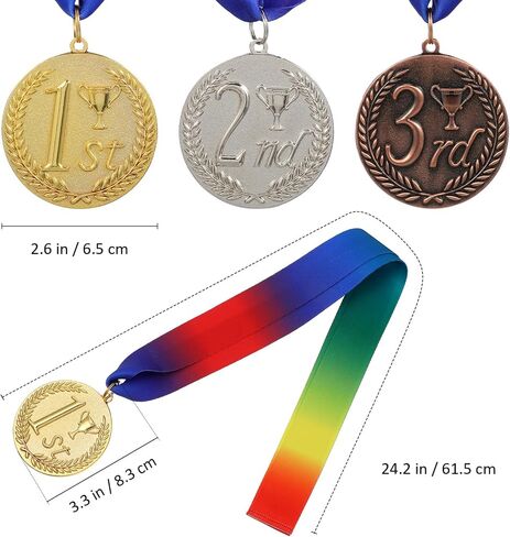 NOLITOY 1st, 2nd, 3rd Award Medals, Gold Silver Bronze Award Medals for Competitions, Winner Medals with Neck Ribbon, 2.5 Inches in Saudi Arabia