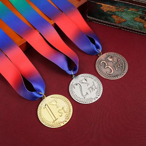 NOLITOY 1st, 2nd, 3rd Award Medals, Gold Silver Bronze Award Medals for Competitions, Winner Medals with Neck Ribbon, 2.5 Inches in Saudi Arabia