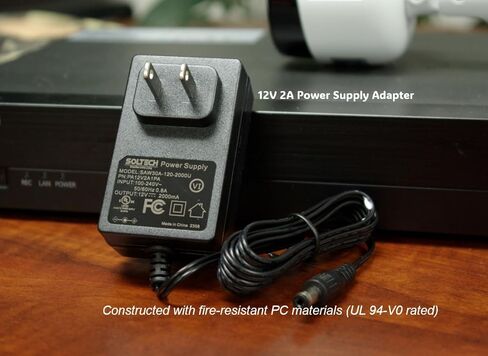 [UL Listed] 12V 2A AC Adapter with 4-Way Power Splitter for CCTV Security Cameras, Regulated 12Volts 2000mA 24W AC DC Universal Power Supply Cord for Samsung Wisenet Night Owl Lorex Q-See Swann in Kuwait