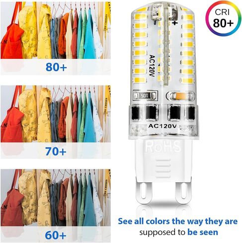 YGS-Tech Dimmable G9 LED Bulbs, 4W(35W Halogen Equivalent), 6000K Daylight White, CRI80, G9 Base Bulb for Chandelier, Interior Decoration Lighting, Commodity Display Lighting, 10-Pack in Saudi Arabia