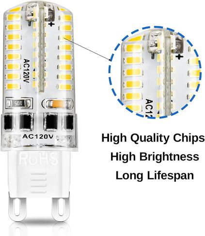 YGS-Tech Dimmable G9 LED Bulbs, 4W(35W Halogen Equivalent), 6000K Daylight White, CRI80, G9 Base Bulb for Chandelier, Interior Decoration Lighting, Commodity Display Lighting, 10-Pack in Saudi Arabia