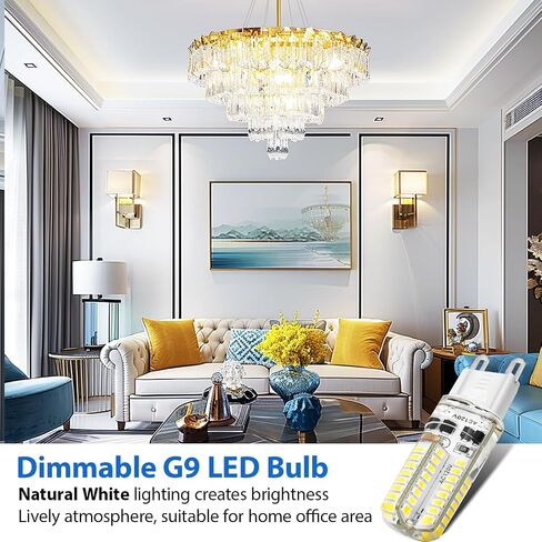YGS-Tech Dimmable G9 LED Bulbs, 4W(35W Halogen Equivalent), 6000K Daylight White, CRI80, G9 Base Bulb for Chandelier, Interior Decoration Lighting, Commodity Display Lighting, 10-Pack in Saudi Arabia