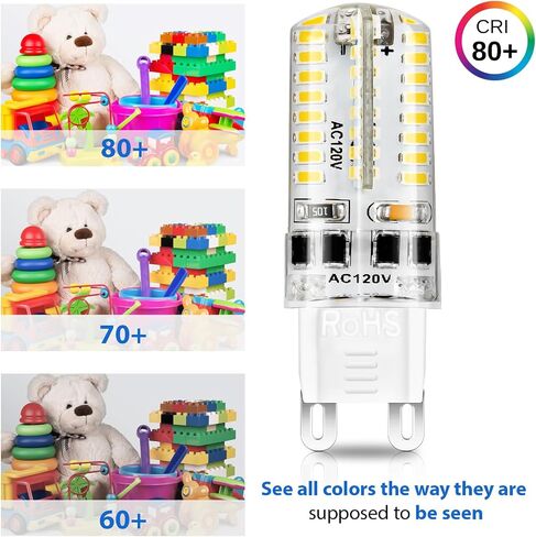 YGS-Tech Dimmable G9 LED Bulbs, 4W(35W Halogen Equivalent), 6000K Daylight White, CRI80, G9 Base Bulb for Chandelier, Interior Decoration Lighting, Commodity Display Lighting, 10-Pack in Saudi Arabia
