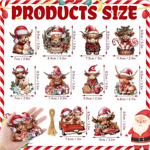 Patelai 40 Pcs Christmas Ornament Set Western Cowboy Horse Cactus Highland Cow Wooden Ornament Christmas Hanging Decorations Western Theme Party Decorations for Christmas Tree Decor (Horse) in Saudi Arabia