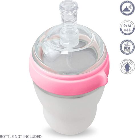 Anpei Sippy Cup Soft Spout Transitional Nipple Kit Bundle Compatible with Comotomo Baby Bottles, 5 oz and 8 oz | Value Bundle 2 Kits + Brushes (Pink) in Saudi Arabia