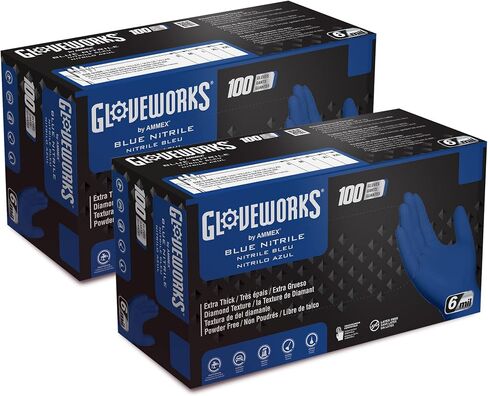 GLOVEWORKS HD Royal Blue Nitrile Industrial Disposable Gloves, 6 Mil, Latex & Powder-Free, Food-Safe, Raised Diamond Texture in Saudi Arabia