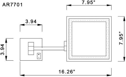 Nameeks AR7701-SNI-5x مرآة مكياج مربعة الشكل مثبتة على الحائط بإضاءة LED تكبير 5x، نيكل ساتان in Saudi Arabia