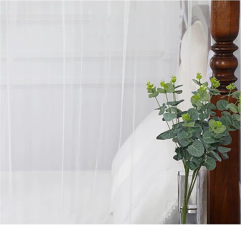 KGORGE Canopy Bed Sheer Curtains for Queen/King/Twin/Full Size, 8 Panels for Girls Boys Adults Bed, Home Bedroom Decor (White, 45 inch width X 96 inch length) in Saudi Arabia