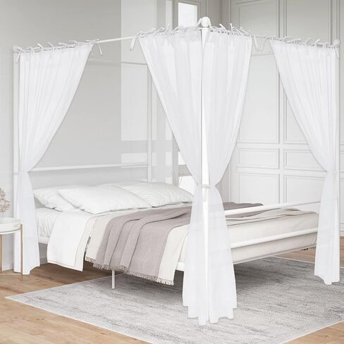 ستائر شفافة للسرير من KGORGE للملكة/الملك/التوأم/الحجم الكامل، 8 ألواح للفتيات والأولاد والبالغين، ديكور غرفة نوم المنزل (أبيض، عرض 45 بوصة × طول 96 بوصة) in Kuwait