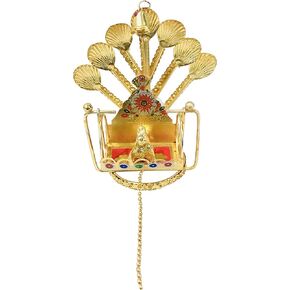 Ladoo Gopal Jhula or Bal Gopal Lord Krishna jhula Swing for Home Temple mandir or car Dashboard showpiece - (3.5 X 3.5) inch