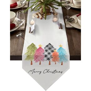Palm Tree Leaf Flamingos Table Runner 13x108 Inches Long Cotton Linen Tablerunner,Burlap Table Setting Decor Farmhouse Tabletop Dresser Scarves for Kitchen Animal Bird Summer Fall Tropical Plant