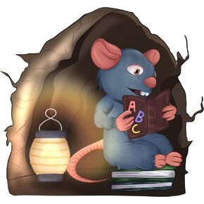 (4 Pack) Professional (Original) Mouse Reading A B C Book Stickers, Wall Decor Sticker Decal, Kids Room, Classroom, Bedroom, Bookcase, Book Lover, 3D Sticker Decal, A B C Book for Kids