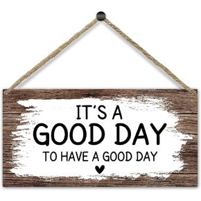 Rustic Hanging Wood Sign for Living Room, It's a Good Day to Have a Good Day, Home Decor Wall Hanging Plaque with Rope, Door Decor Kitchen Christmas Party Supplies, Wooden Art Gift for Bedroom -34