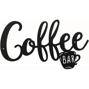 Coffee Sign Coffee and Tea Bar Sign Metal Hanging Wall Art Sign 11.84 x 10.24 Inch Black Coffee Cup Wall Decor Coffee Bar Letter Sign for Cafe Farmhouse Kitchen Wall Decor (10.24inch 11.81inch)
