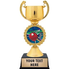 Crown Awards Personalized Table Tennis Trophy, 7.25" Gold Cup Table Tennis Trophies with Free Custom Engraving Prime