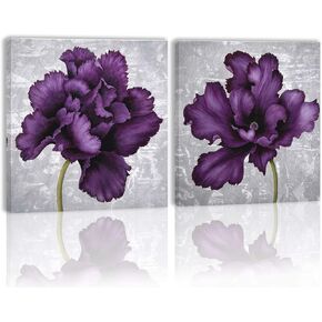 Purple Flower Wall Art Decor Canvas Painting Kitchen Prints Pictures for Home Living Dining Room