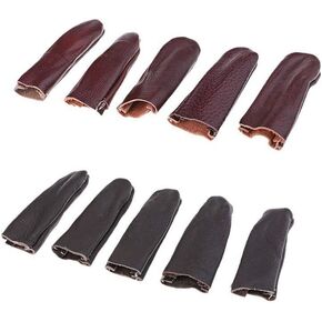 Driak 1Set(10pcs) Leather Thimble Finger Protectors Leather Finger Cots for Hand Craft DIY(Random Color)