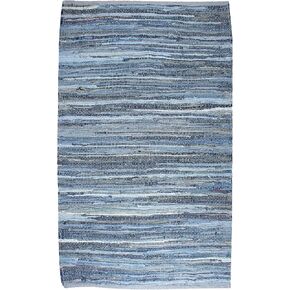 Hand Woven Denim Cotton Rag Rug | Denim Braided Reversible Rug | Recycled Denim Cotton Area Rug for Living Room Kitchen Entryway (3' x 5')