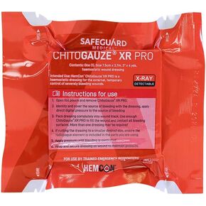 ChitoGauze PRO, Z-Folded Chitosan Gauze, Emergency Equipment for Massive Hemorrhage Control, Made in The USA