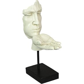 Zeckos Matte White Face and Hand Blowing a Kiss Sculpture, Decorative Modern Art for Home, Living Room, or Study, 11.5 Inches High, Elegant Home Decor Accent Piece