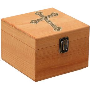 Fight Club Cross Jewelry Box for First Communion Baptism Gift Baptism Memory Box Keepsake Box,Christening Gift Box (L)