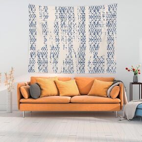 Shrahala Japanese Abstract Blue Tie Dye Wall Tapestry, Shibori Ink Modern Batik Marble Wall Hanging Large Tapestry Decoration Polyester Fiber White Hem Around for Dorm Room Bedroom 51.2 x 59.1 in