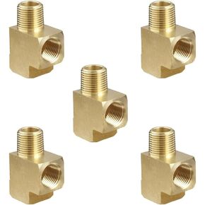 Brass Street Tee, 3/8" Male x 3/8" Female x 3/8" Female NPT, (5 Pack)