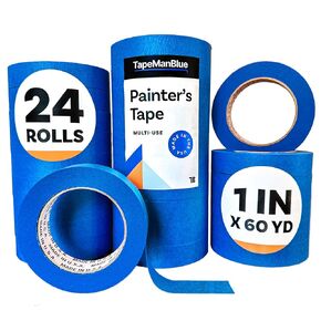 Blue Painters Tape 1 inch x 60 Yards - Case of 24 Rolls, Made in America, Clean Removal Blue Tape, UV-Resistant Blue Painters Masking Tape in Bulk