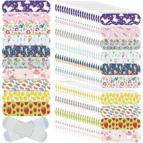 100Pcs Cartoon Bandages Flexible Adhesive Colorful Cute Bandages Waterproof Knuckle Fingertip Breathable Stickers Protection Care Cuts for Girls Boys Children Toddlers (Sea Animal)