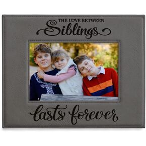 KATE POSH - SIBLINGS Engraved Leather Picture Frame - Gifts for Best Friends, Christmas Gifts, Brother & Sister, Birthday Gifts (5x7-Vertical)
