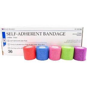 Self-Adherent Bandage Wrap, Non-Woven Fabric 2"x5yd Assorted Colors, Non-Sterile Box of 30