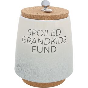 Pavilion - Happy Camper 6.5-inch Unique Ceramic Piggy Bank Savings Bank Money Jar with Cork Base and Cork Lid, Ombre Gray in Kuwait