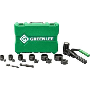 Greenlee 7906SB 8-Ton Hydraulic Knockout Punch Kit with Quick Draw 90 Knockout Driver, 1/2" to 2" Slug-Buster Punches, Dies, and Short Hydraulic Draw Studs