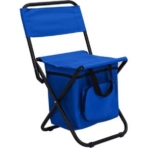 Sequpr Portable Foldable Camping Chair with Cooler Bag, Lightweight Backrest Stool Compact Folding Chair Seat, Outdoor Backrest Stool with Folding Backpack for Camping Hunting Fishing Hiking Green