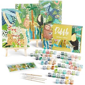 Dabble™ Premium Paint by Numbers Kit for Adults Beginners, Quality Painting by Numbers for Adults on Canvas Frame, Flowers, Plants, Gift - Abstract Jungle