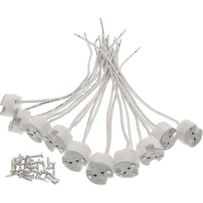 Mr16 Socket,10 Pack 2 Pin Halogen Mr16 Lamp Holder Gu5.3 Socket GY6.35 Ceramic Lamp Holder with M3 Clearance Hole Fixings.