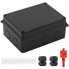 Electrical Box, Outdoor Waterproof Box IP65 Junction Box with Reserved Holes,ABS Plastic Project Box Power Cord Enclosure Black 5.9 x 4.3 x 2.8 inch(150x110x70mm)