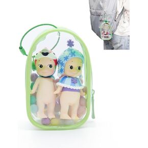 Clear Figures Display Bag, Portable Figures Storage Bag with Keychain, Mini Doll Hanging Blind Box, Single Zipper Closure Dustproof Collectibles Case for Mini Figures, Dolls (Square 2pack) in Kuwait