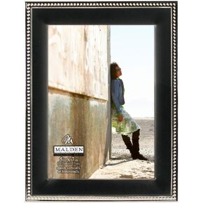 Malden International Designs 5294-57 Classic Silver Metal With Silver Beads 2-Tone Picture Frame, 5x7, Silver