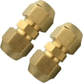 Joywayus 3/8" Air Conditioning Copper Pipe Extension Double Connector with Flare Nuts and Connectors Free Welding for Butt Copper Tube Diameter 3/8"(9.53mm)