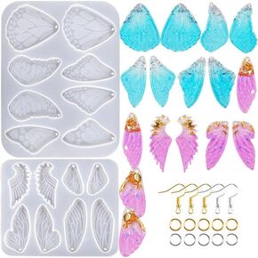 44PCS Unique Resin Earring Molds, Silicone Molds for Epoxy Resin, Geometrical Flower Leave Heart Shaped Epoxy Silicone Casting Molds for Jewelry Pendant Keychain Charm, DIY Art, Resin Epoxy Kit, Decor