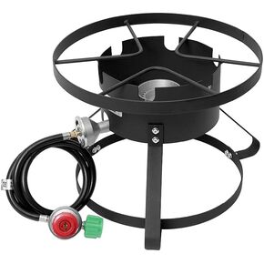 COOKAMP High Pressure 1-Burner Outdoor Propane Gas Cooker with 0-20 PSI Adjustable Regulator and Hose SA1600