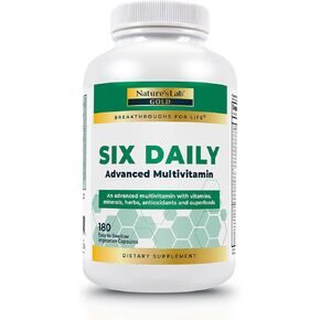 Nature's Lab Six Daily Advanced Multivitamin - Over 90 Nutrients, Minerals, Antioxidants, Herbs & Whole Foods - 180 Capsules (30 Day Supply)