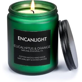 Green Scented Candles, Eucalyptus Orange Aromatherapy Candle with Natural Soy Wax - 45 Hour Burn Time for Home Decor, Relaxing SPA, Stress Relief, Men and Women Gifts