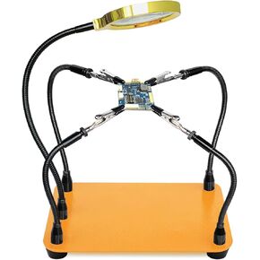 Helping Hands Soldering Station with 80cm 6X Magnifying Glass, 4 Flexible Arms Solder Helping Hands Magnifier and Third Hand Soldering Tool for Electronic Repair Soldering Jewelry Crafts