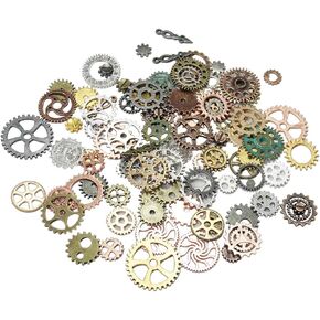 Bulk Small Plated Wheel Gear,GearJewelry Scrapbooking Charms Wheel,Old Steampunk Watch Parts Pieces Vintage Antique Cogs Wheels