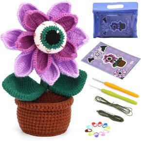 Yizzvb Crochet Kit for Beginners Complete Crochet Kit for Starter Piranha Crochet Starter Kits for Adults with Step-by-Step Video Tutorials Crochet Flower Kits for DIY Craft Supplies