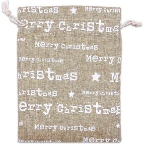 12pk - 4x6 Jute Burlap Linen Canvas Gift Bags with Drawstring - Christmas Presents, Party Favors - (Green Christmas Trees, Small) by TheDisplayGuys