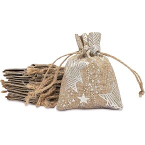 12pk - 4x6 Jute Burlap Linen Canvas Gift Bags with Drawstring - Christmas Presents, Party Favors - (Green Christmas Trees, Small) by TheDisplayGuys in Kuwait