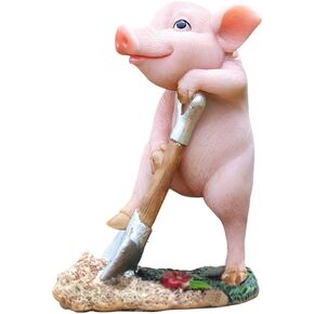 DIYOMR Funny Piggy Resin Art Ornaments Hard-working Pig Figurines Craft Decorations, Small Statues for Shelves Table Desk Home Office Decor (Learning)